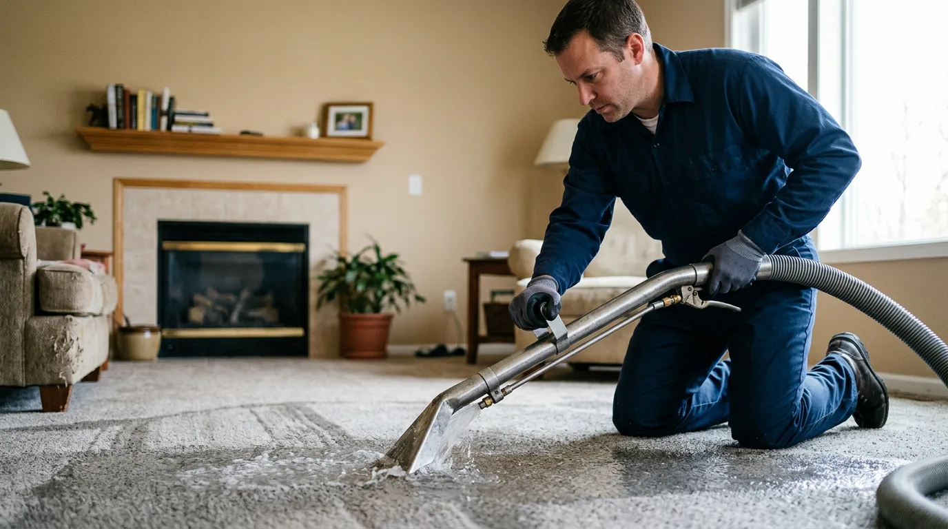 Water damage restoration technician working near Surprise, NY
